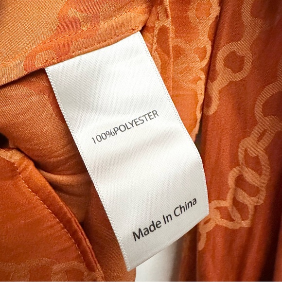 L’AGENCE Chain Print Blouson Sleeve Button Front Blouse In Rust Size Small - Picture 4 of 5